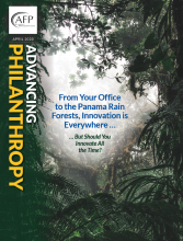 advancing philanthropy april 2020 magazine cover